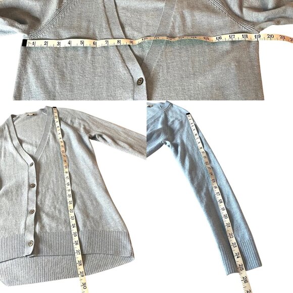 Gap Women's Light Blue Merino Wool Blend V-Neck Button-Front Cardigan Sweater M - Picture 4 of 5